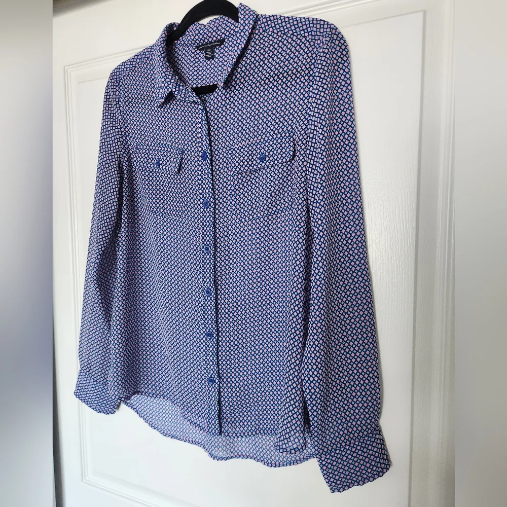 Bold Patterned Button-Up Blouse - Picture 2 of 7